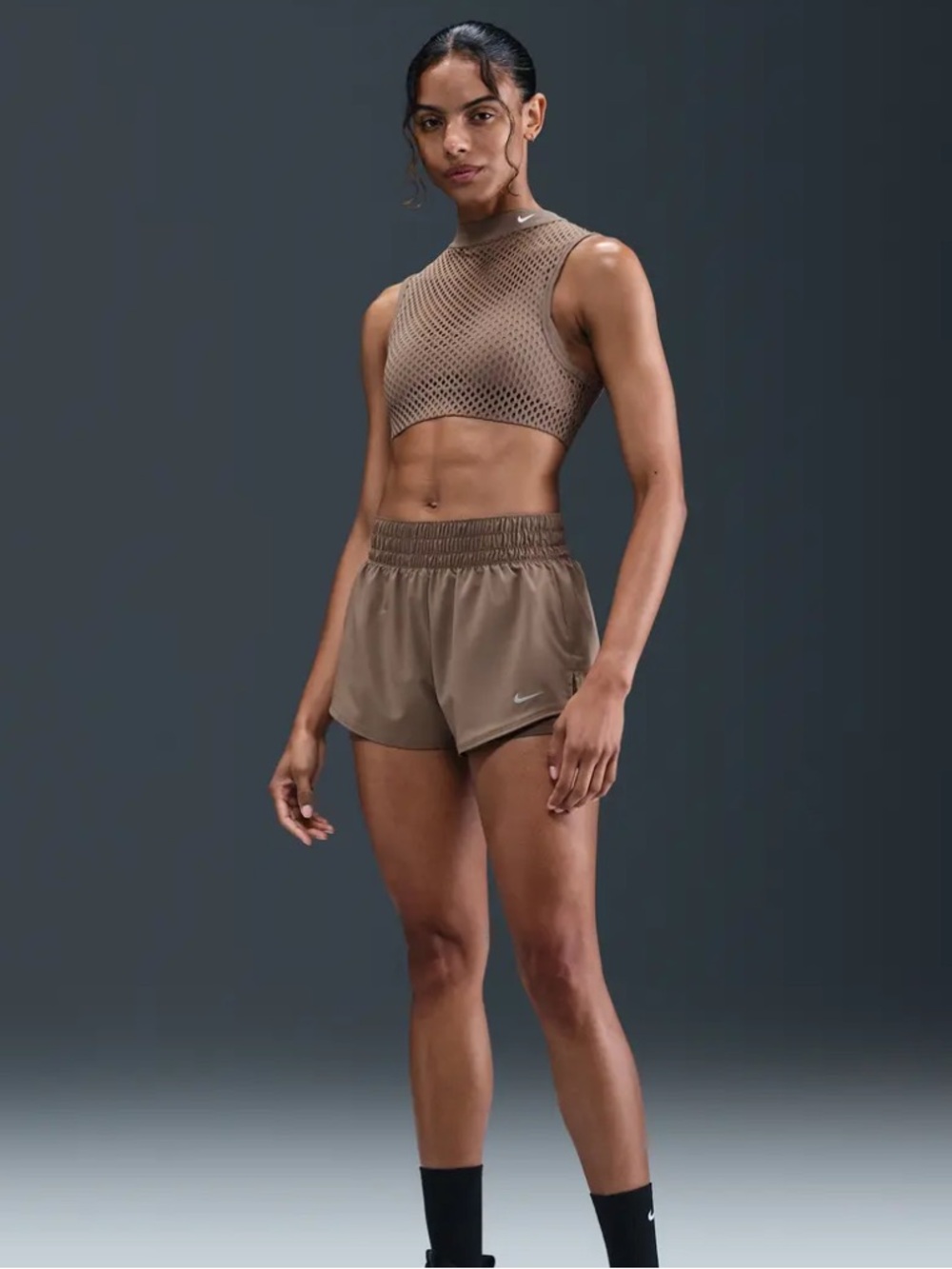 NWT Nike Indy Net Low Support Padded Sports Bra Mink Medium DriFit - Picture 3 of 7